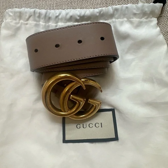 Gucci Women\'s Belt with Gold GG Buckle - Dusty Pink New Gucci Belt Leather Interlocking G Buckle Belt Pink Gold  main image 4